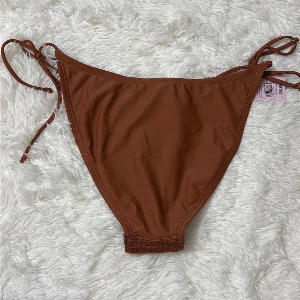 NWT Wild Fable Brown Low Rise High Leg Cheeky Swim Bottoms Only XS